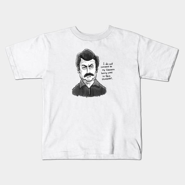 Ron Swanson Kids T-Shirt by Tyson Cole